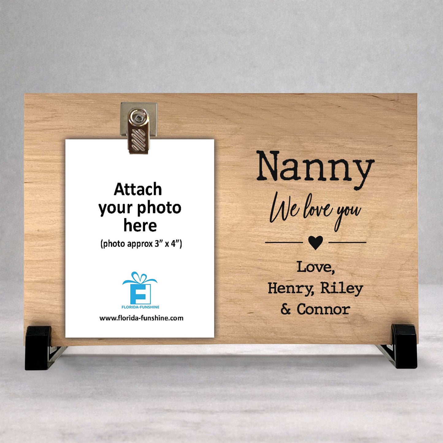 Personalized Nanny Frame | Wooden Frame for Grandma Gift Idea - Family Photo Keepsake