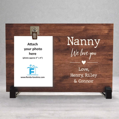 Personalized Nanny Frame | Wooden Frame for Grandma Gift Idea - Family Photo Keepsake