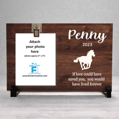 Horse Memorial Frame - Personalized Wood Photo Display