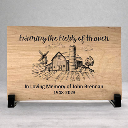 Farmer Memorial Plaque - Custom Wood Memorial Gift Plaque for Grief Remembrance