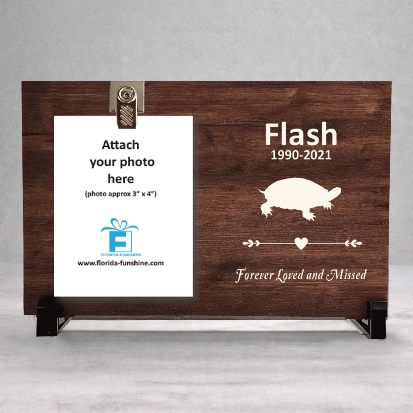 Turtle Memorial Gift - Personalized Wooden Photo Frame
