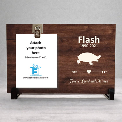 Turtle Memorial Gift - Personalized Wooden Photo Frame