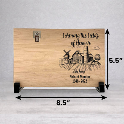 Wood Memorial Frame - Farmer Memorial Gift | Personalized Wood Tribute