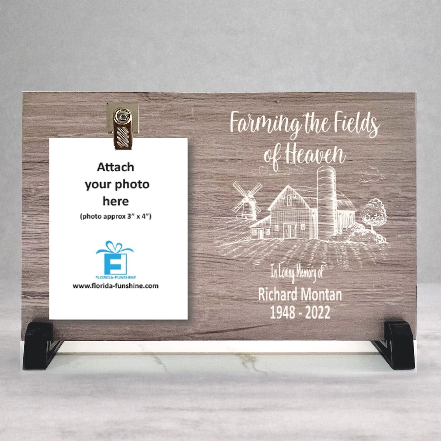 Wood Memorial Frame - Farmer Memorial Gift | Personalized Wood Tribute