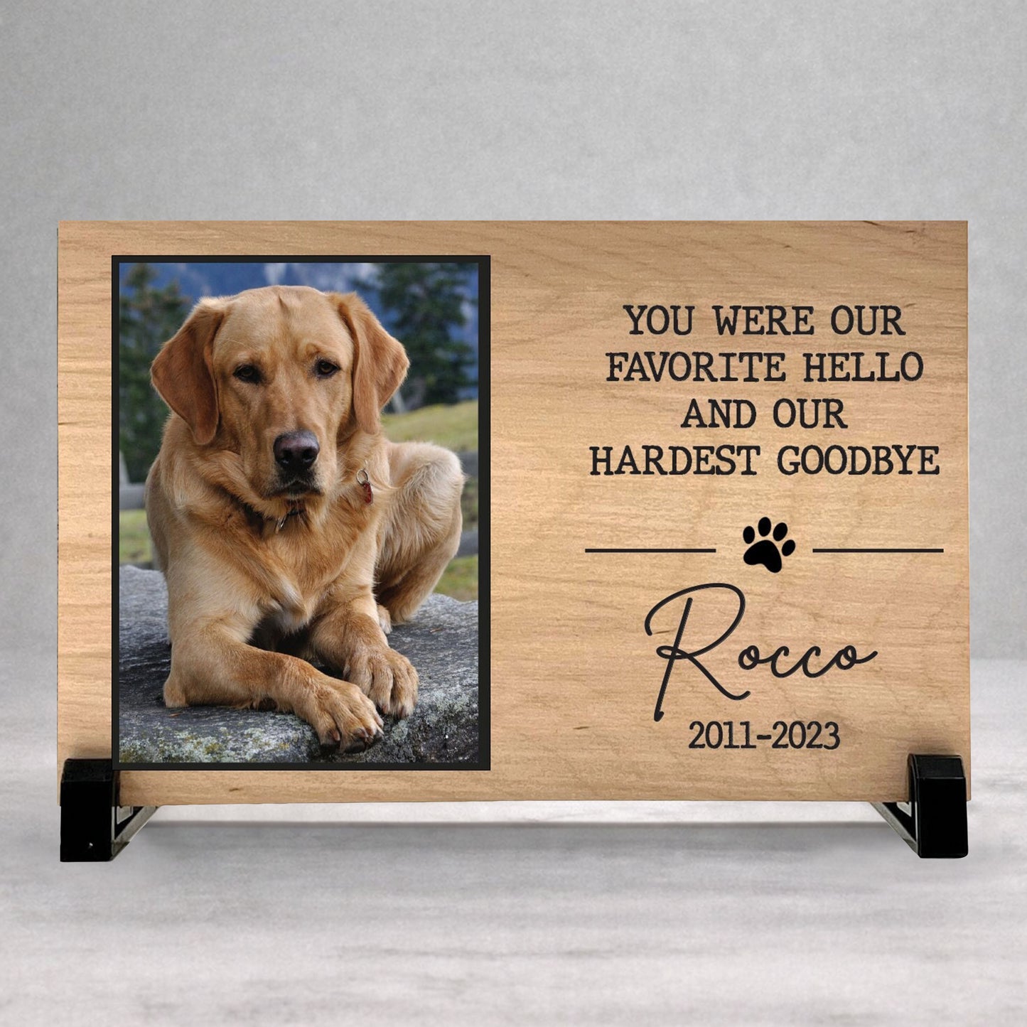 Dog Memorial Gift - Personalized Wooden Memorial Plaque With Photo Tribute