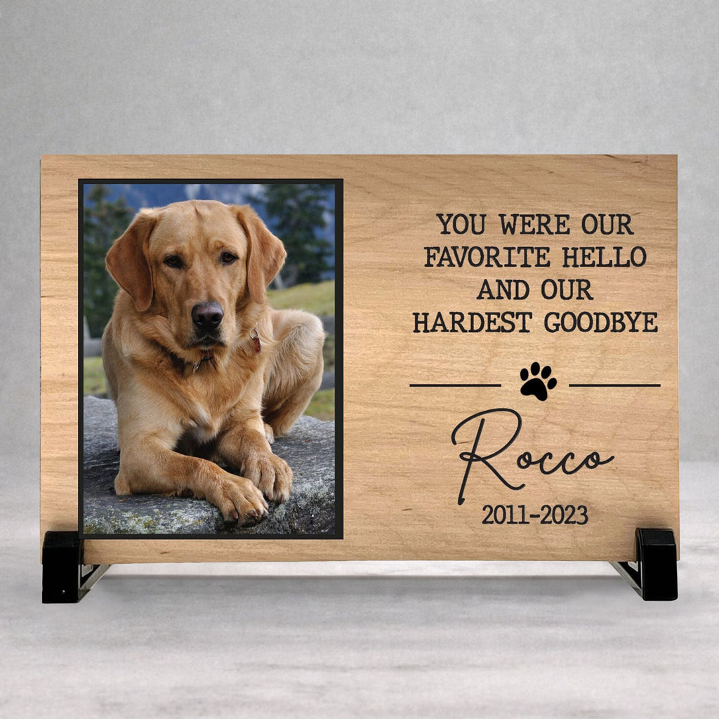 Dog Memorial Gift - Personalized Wooden Memorial Plaque With Photo Tribute
