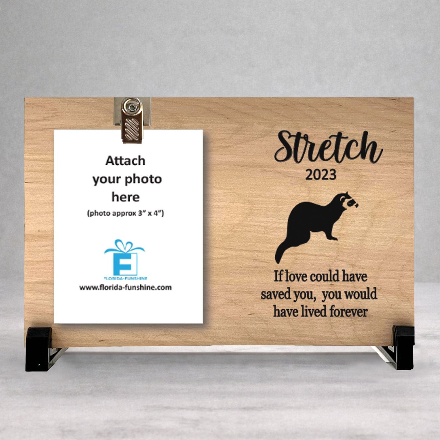 Ferret Memorial Frame - Personalized Pet Memorial Frame with Photo Clip