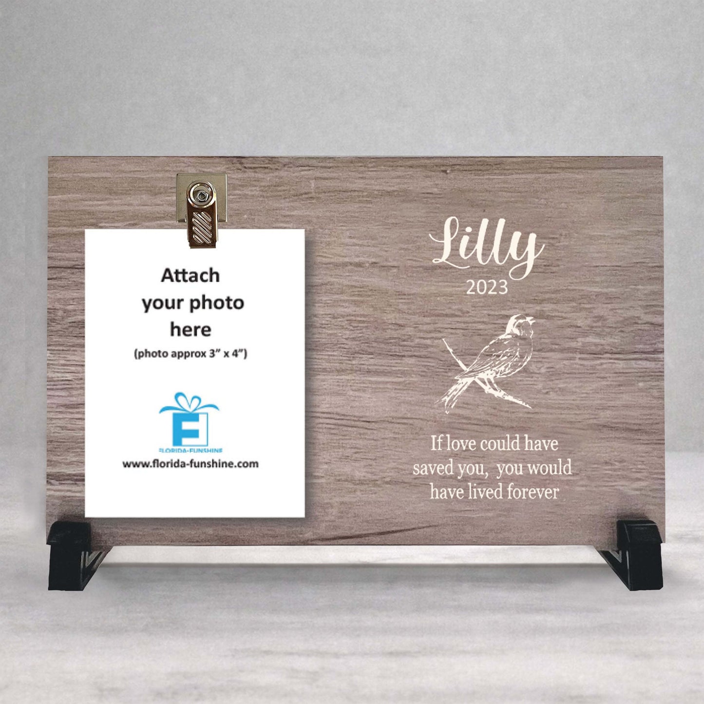 Bird Memorial Frame - Personalized Wood Photo Memorial Display Gift