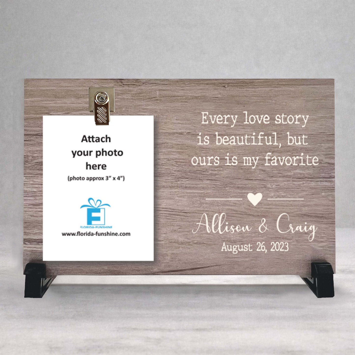 Personalized Wood Frame - Custom Couple Photo Frame | Engagement Gift Keepsake