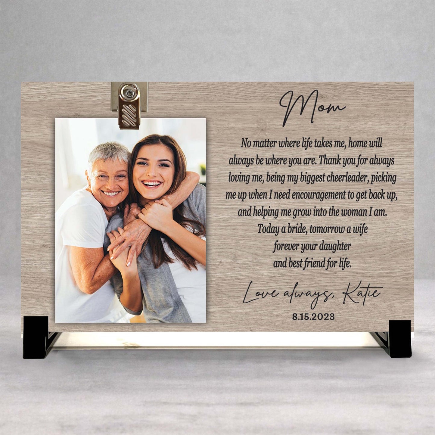 Mother Of The Bride Frame - Personalized Wedding Gift For Mom - Custom Wood Photo Frame