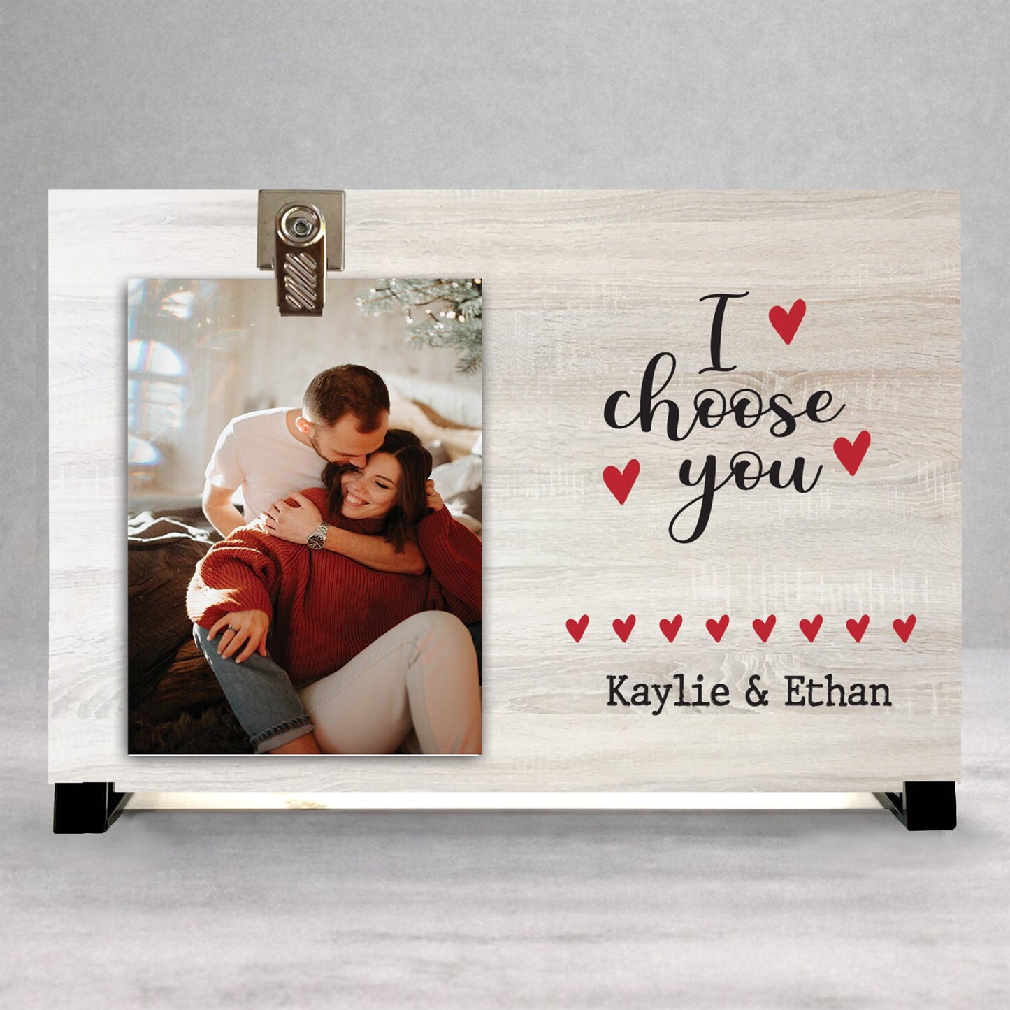 Personalized Wood Frame - Custom Name Photo Frame | Rustic Couple Gift