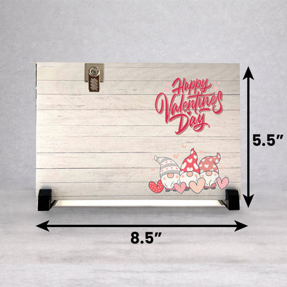 Valentines Picture Frame - Custom Wood Frame With Valentine Gnomes Decor