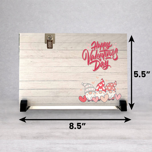 Valentines Picture Frame - Custom Wood Frame With Valentine Gnomes Decor