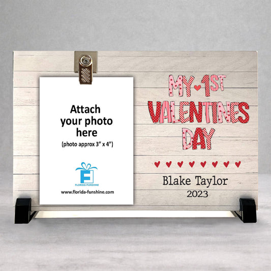 Personalized Valentines Picture Frame - Custom Photo Frame With Photo Clip
