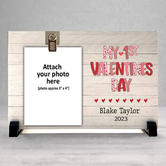 Personalized Valentines Picture Frame - Custom Photo Frame With Photo Clip