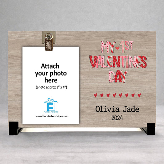 Personalized Valentines Picture Frame - Custom Wood Frame Baby Valentine Gift