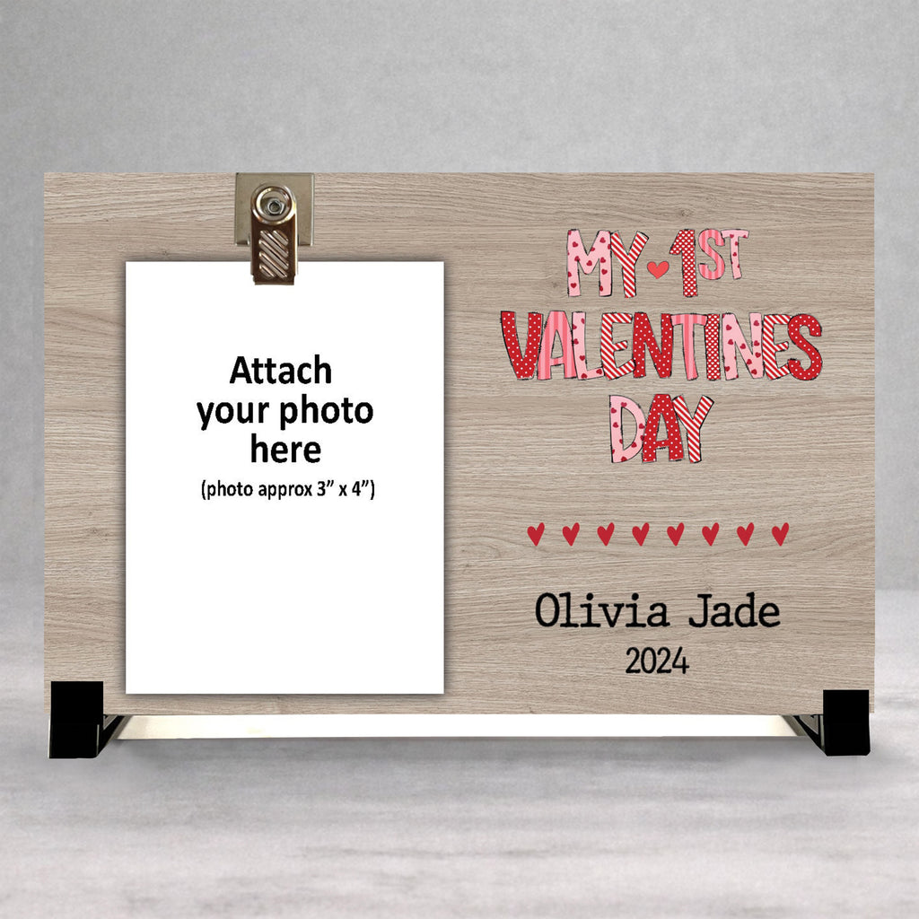 Personalized Valentines Picture Frame - Custom Wood Frame Baby Valentine Gift