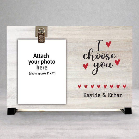 Personalized Wood Frame - Custom Name Photo Frame | Rustic Couple Gift
