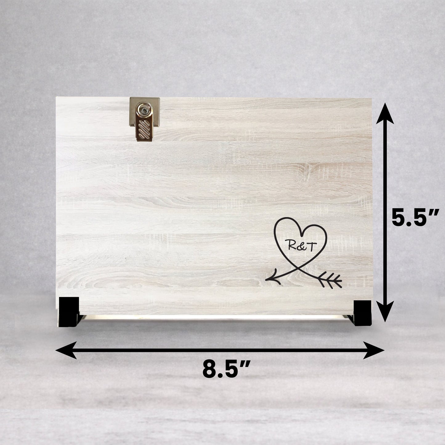 Personalized Wood Frame - Heart Initial Frame With Custom Photo Clip