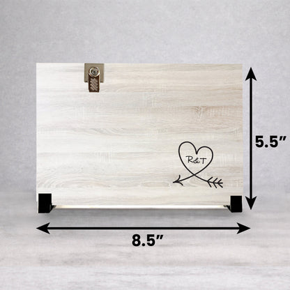 Personalized Wood Frame - Heart Initial Frame With Custom Photo Clip