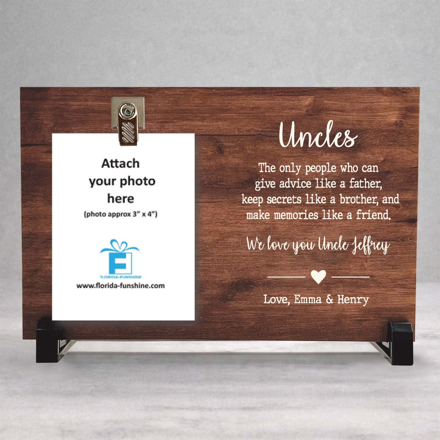 Personalized Uncle Frame - Custom Wood Photo Frame | Unique Gift For Uncle