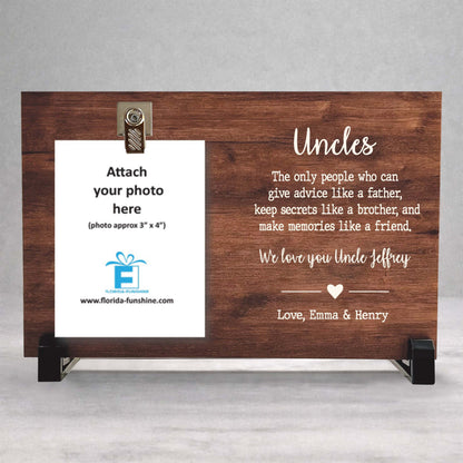 Personalized Uncle Frame - Custom Wood Photo Frame | Unique Gift For Uncle