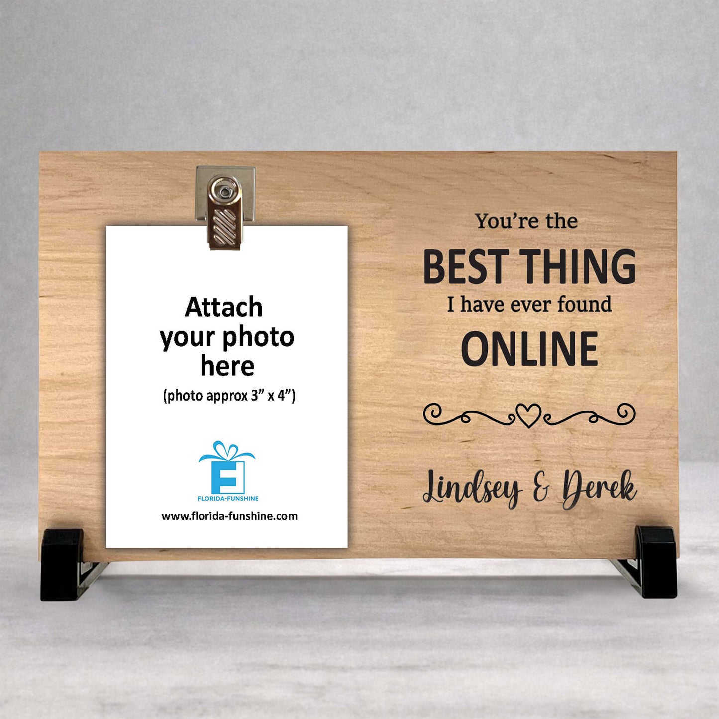 Personalized Picture Frame - Custom Photo Frame With Birch Wood Stand