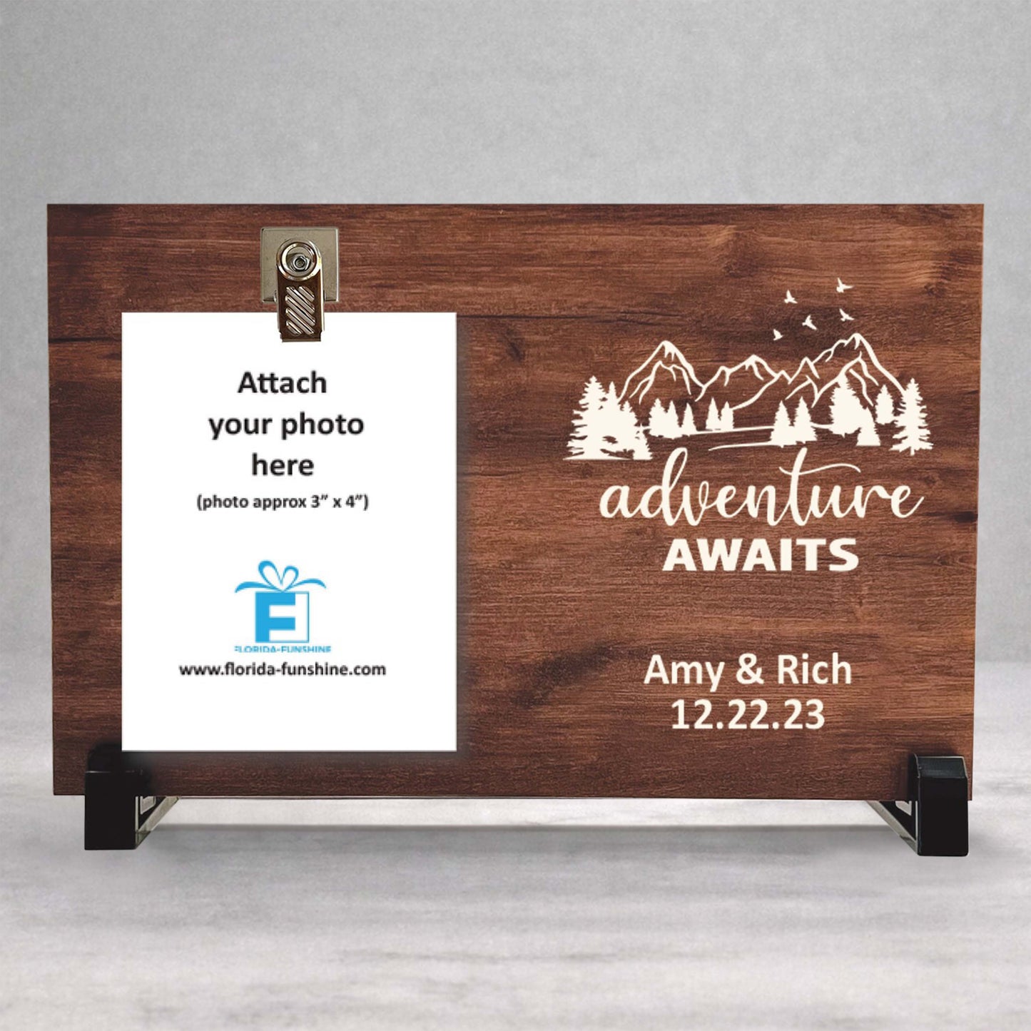 Personalized Wood Picture Frame – Custom Name Frame with Photo Display Stand