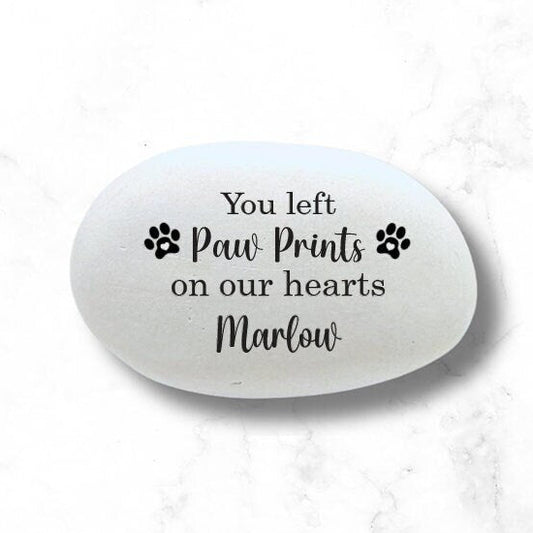 Dog Memorial Stone - You Left Paw Prints on our hearts - Pet Loss Gift - Personalized Dog Memorial Gift - Custom Dog Sympathy Gift