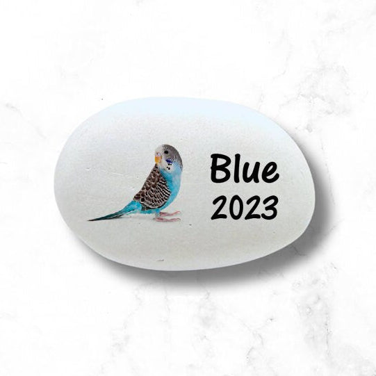 Parakeet Memorial Stone- Personalized Pet Keepsake- Pet Loss Gift - Custom Blue Parakeet Sympathy Gift - Parakeet Memorial Gift - MemorialGiftsandmore - Memorial Stones - Pets