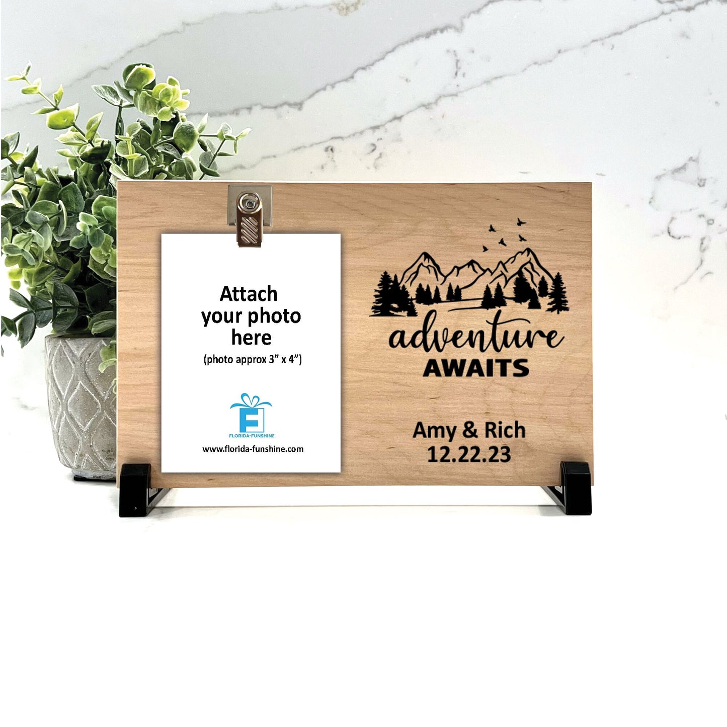 Adventure Awaits Picture Frame | Custom Engagement Wedding Gift | Gift for Spouse | Couple gift | Personalized frame | Wood Color Choice