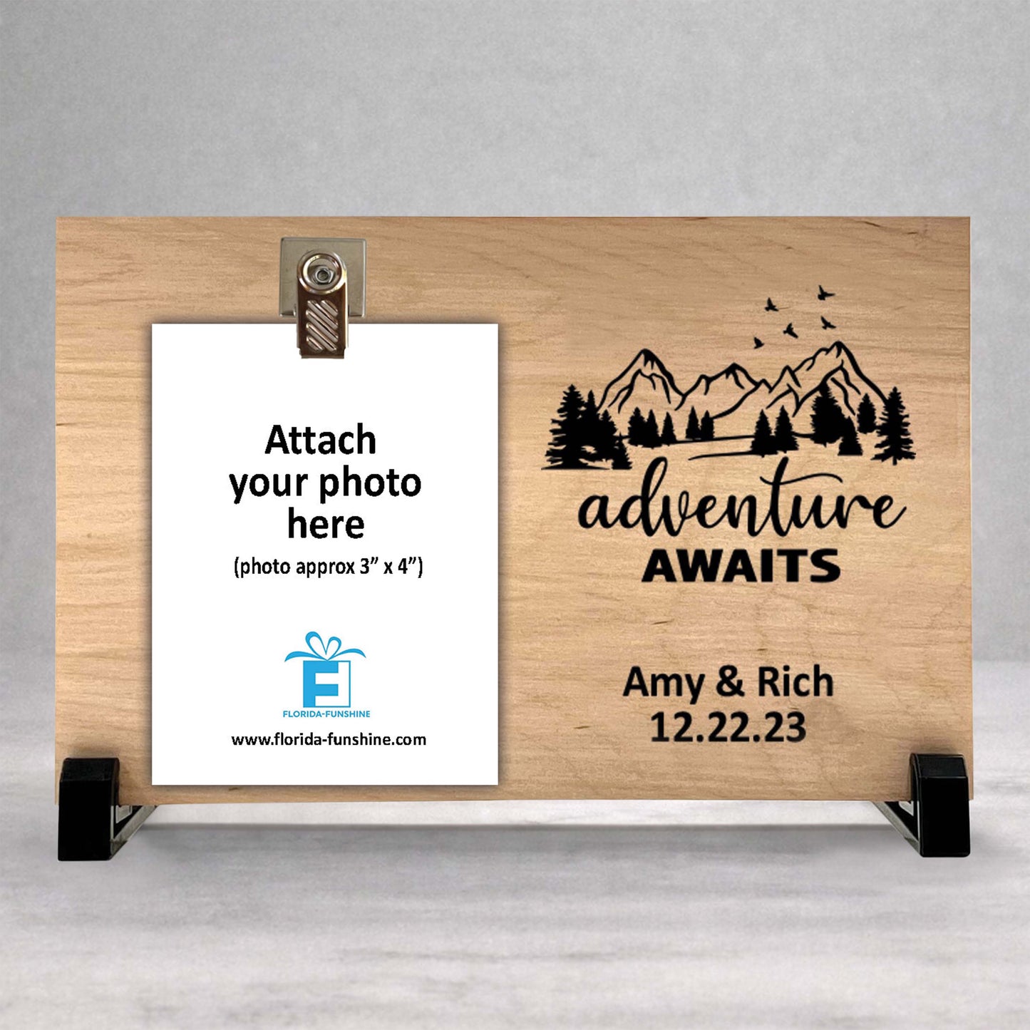 Personalized Wood Picture Frame – Custom Name Frame with Photo Display Stand