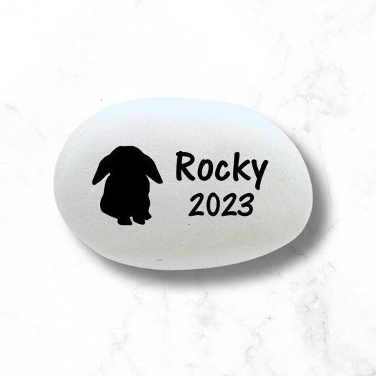 Lop Ear Rabbit Memorial Stone- Personalized Pet Keepsake- Pet Loss Gift - Custom Floppy Ear Bunny Memorial Gift - MemorialGiftsandmore - Memorial Stones - Pets
