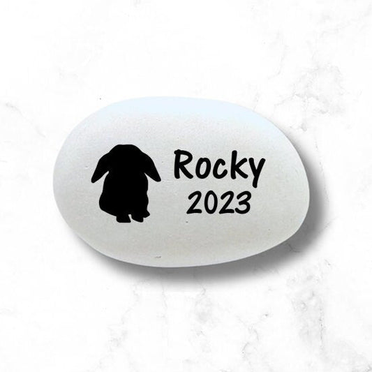 Lop Ear Rabbit Memorial Stone- Personalized Pet Keepsake- Pet Loss Gift - Custom Floppy Ear Bunny Memorial Gift - MemorialGiftsandmore - Memorial Stones - Pets