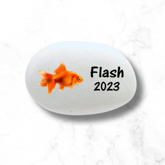 Goldfish Memorial Stone- Personalized Pet Keepsake- Pet Loss Gift - Custom Goldfish Burial Marker - Goldfish Memorial Gift - MemorialGiftsandmore - Memorial Stones - Pets