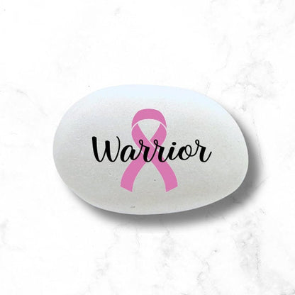 Warrior Stone - Cancer Warrior Gift - Warrior handcrafted stone - Pink Cancer Ribbon - Breast Cancer Warrior - Warrior- Choice of stone size