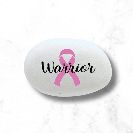 Warrior Stone - Cancer Warrior Gift - Warrior handcrafted stone - Pink Cancer Ribbon - Breast Cancer Warrior - Warrior- Choice of stone size