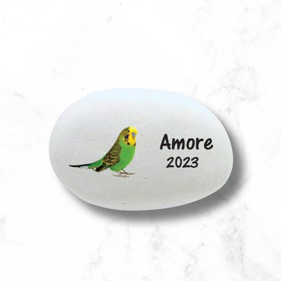Parakeet Memorial Stone- Personalized Pet Keepsake- Pet Loss Gift - Custom Green Parakeet Sympathy Gift - Parakeet Memorial Gift - MemorialGiftsandmore - Memorial Stones - Pets