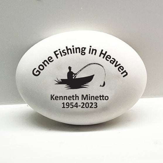 Memorial Stone - Sympathy Gift Bereavement Gift Funeral Gift - Fisherman Memorial Condolence Gift - Custom Memorial Gift - Gone Fishing - MemorialGiftsandmore - Memorial Stones - People
