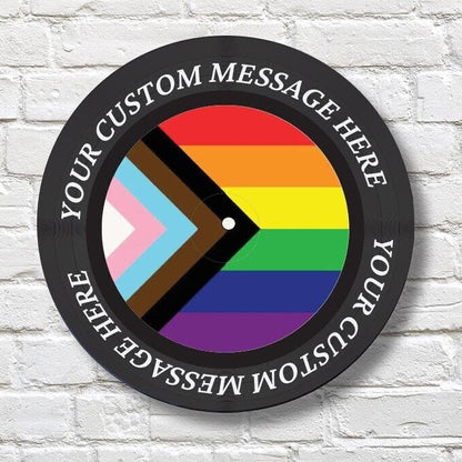 Pride Vinyl Record Art, 12" Real Vinyl Record Printed with Nonbinary Pride Flag and your custom message, wall art, upcycled vinyl record art