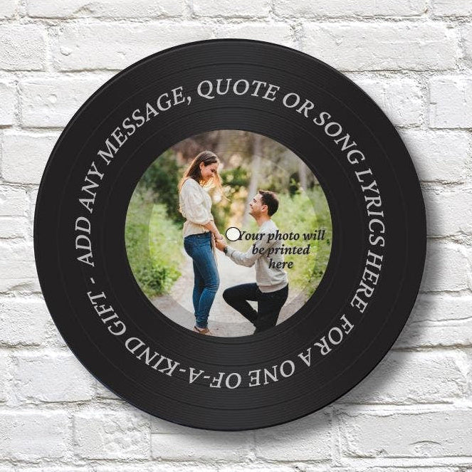 Vinyl Record Art, 12" Real Vinyl Record Personalized with your photo and custom message, upcycled vinyl record art, Decorative Vinyl