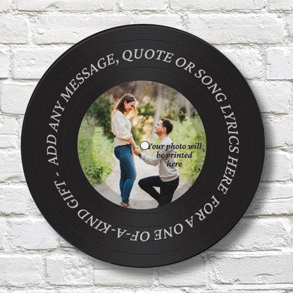 Vinyl Record Art, 12" Real Vinyl Record Personalized with your photo and custom message, upcycled vinyl record art, Decorative Vinyl