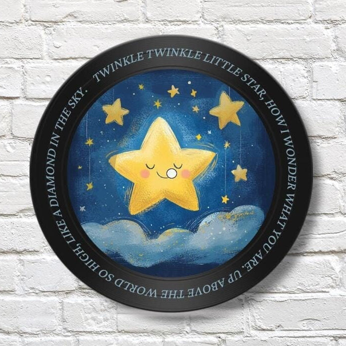 Twinkle Twinkle Little Star - 12" Vinyl Record Kid's Wall Art - Nursery Decor - Vinyl Record Printed with Nursery Rhyme - New Baby Gift