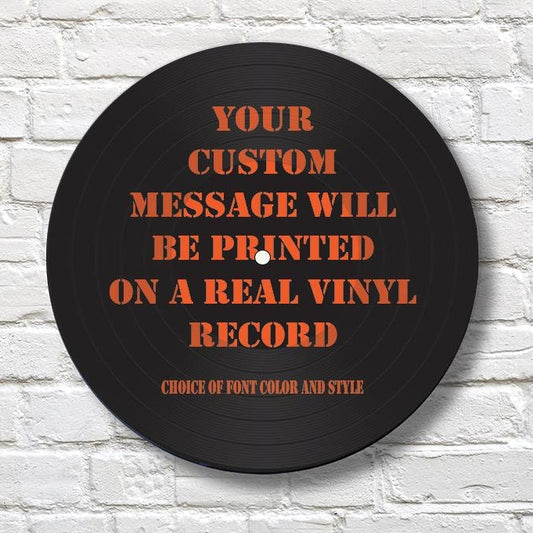 CUSTOM 12" Vinyl Record Wall Art, Your Custom Message on upcycled vinyl record, Personalized Real Vinyl Record Art, Font style, color choice
