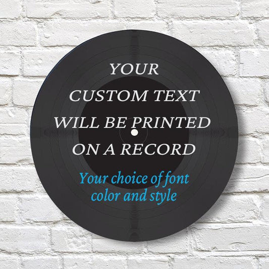 Vinyl Record Art, 12" Real Vinyl Record Personalized with your custom message, retro wall art, upcycled vinyl record art, Decorative Vinyl