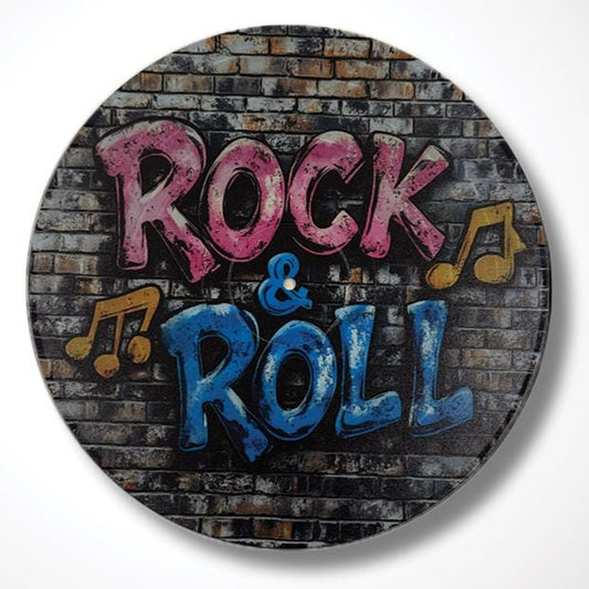 Vinyl Record Art, 12" Real Vinyl Record Printed with Rock & Roll in Graffiti, artist, musician, retro wall art, upcycled vinyl record art