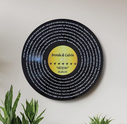 Personalized Wedding Gift, 12" Real Vinyl Record Personalized with wedding song lyrics, Custom Wedding Gift, Special Keepsake