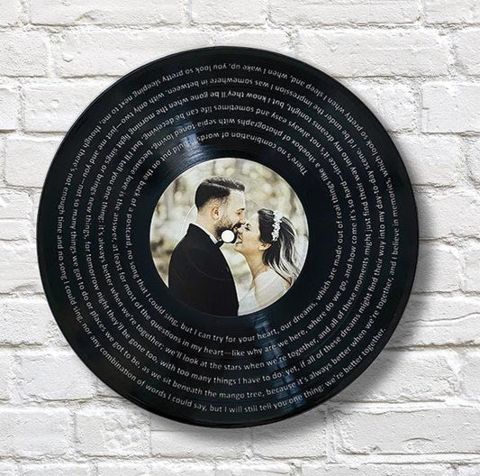 Personalized Wedding Gift, 12" Real Vinyl Record Personalized with your photo and wedding song lyrics, Custom Wedding Gift, Keepsake
