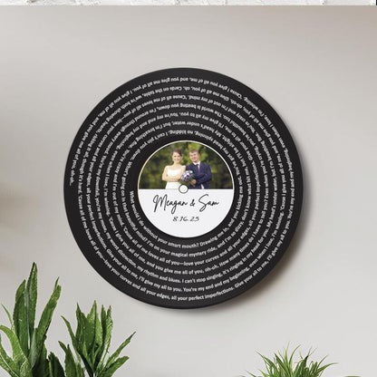 Personalized Wedding Gift, 12" Real Vinyl Record with your wedding photo, date, names and wedding song lyrics, Custom Wedding Gift Keepsake