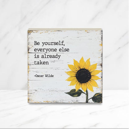 CUSTOM Wood Sign with sunflower on rustic background, Wooden Sign, Wording and Font choice, 6" 8" or 10" Size, Custom quote on wood